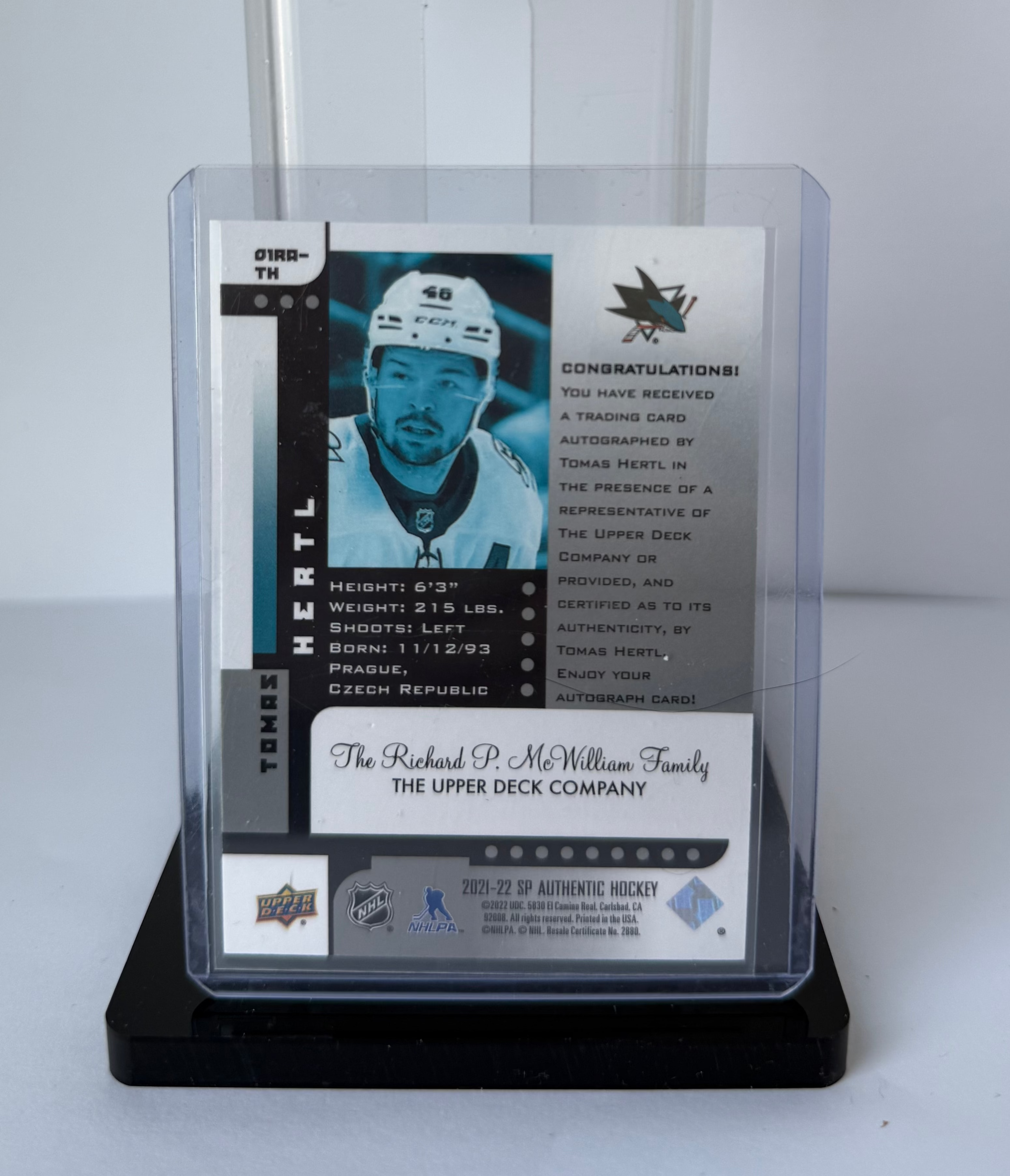 Tomas Hertl - Autographed